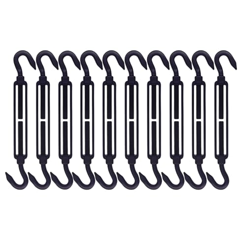 10 Pack Black 304 Stainless Steel M5 Hook and Hook Turnbuckle, Heavy Duty Wire Rope Tensioner, Adjustable Hardware Kit for DIY String Light Hanging, Shade Sail, Clothesline & Picture Hanging - color: Hook and Hook, size: M5-10 Pcs
