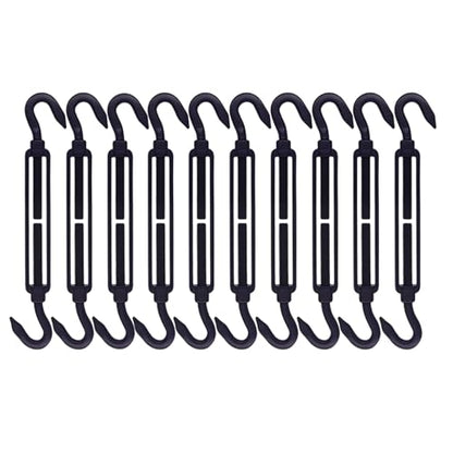 10 Pack Black 304 Stainless Steel M5 Hook and Hook Turnbuckle, Heavy Duty Wire Rope Tensioner, Adjustable Hardware Kit for DIY String Light Hanging, Shade Sail, Clothesline & Picture Hanging - color: Hook and Hook, size: M5-10 Pcs