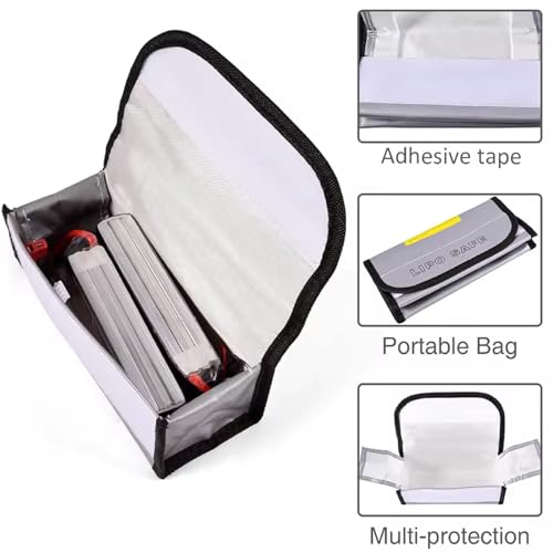 Lipo Battery Bag, Fireproof Safety Protection Battery Bag Explosion-Proof Functional Storage Guard Safe Pouch Lithium Storage Box Lipo