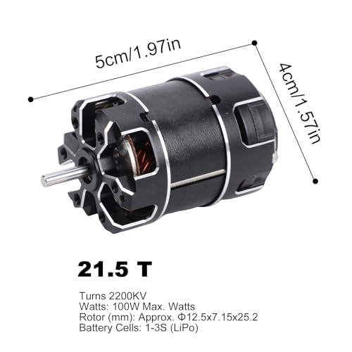SUNGOOYUE Brushless Motor, 1/10 Scale CNC Aluminum Sensorless RC Racing Motor with Adjustable Advance Angle for RC Cars Trucks and Buggies (21.5T)