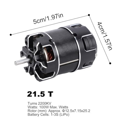 SUNGOOYUE Brushless Motor, 1/10 Scale CNC Aluminum Sensorless RC Racing Motor with Adjustable Advance Angle for RC Cars Trucks and Buggies (21.5T)
