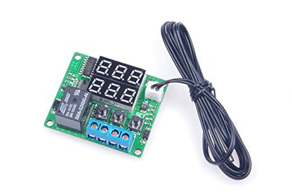 DC 12V Digital Thermostat Module -58℉ to 257℉ Fahrenheit Temp Display Temperature Controller Board With 20A Relay Waterproof Sensor Probe Dual LED Display Red Red