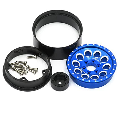 4pcs RC 1.9 Mud-Terrain Tires Mounted on 1.9 Beadlock Wheels Blue, 1.9 XL Tires 4.75" (121mm) and 1.9 Wheels Fit RC Crawler Redcat Gen8 Traxxas TRX-4 RC4WD D90 Tamiay CC01 Axial SCX10 - color: Blue