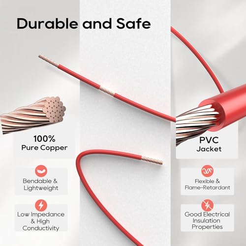 TOPDC 18 Gauge Copper Electrical Wire, 6 Colors, 25FT Each Stranded Wire with PVC Insulation, Silicone Hook up Wire Kit for Car Audio,Automotive Wiring,LED Lighting,etc - size: 18AWG-150FT Copper