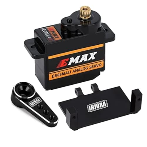 INJORA ES08MA Metal Gear Servo with Mount and Horn for SCX24 Upgrade, Black - color: Black
