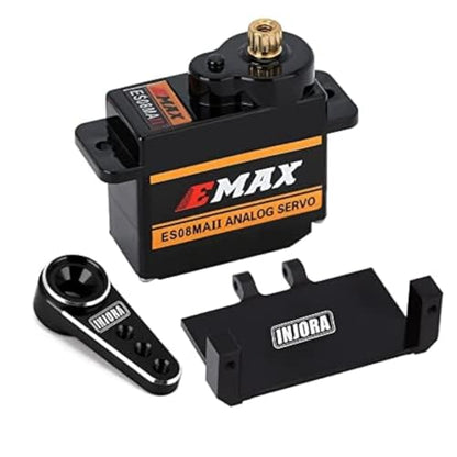 INJORA ES08MA Metal Gear Servo with Mount and Horn for SCX24 Upgrade, Black - color: Black