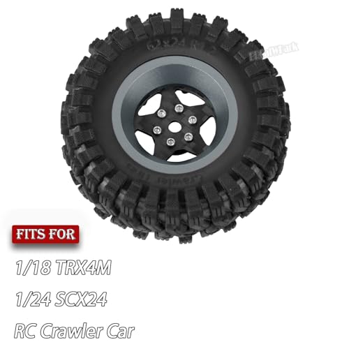 RC 1.2" Carbon Fiber Beadlock Wheels and Tires for 1/18 TRX4M,1/24 SCX24 RC Crawler Car,4PCS Carbon Fiber 1.2 Wheels Rims & Rubber Tires - D - style: 1.2 Tires - (D)