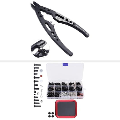 Metal Shock Absorber Pliers and 532pcs RC Screw Kit with Screw Tray for RC Model 1/8 1/10 RC Car Crawler Truck Off Road Buggy Touring Drift