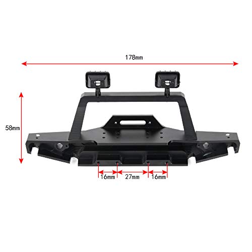 Metal Front Bumper with LED Lights/Lampshade/Shackles for TRX4/SCX10-ii 90046 1/10th RC Crawler Car