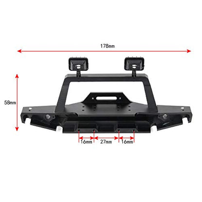 Metal Front Bumper with LED Lights/Lampshade/Shackles for TRX4/SCX10-ii 90046 1/10th RC Crawler Car