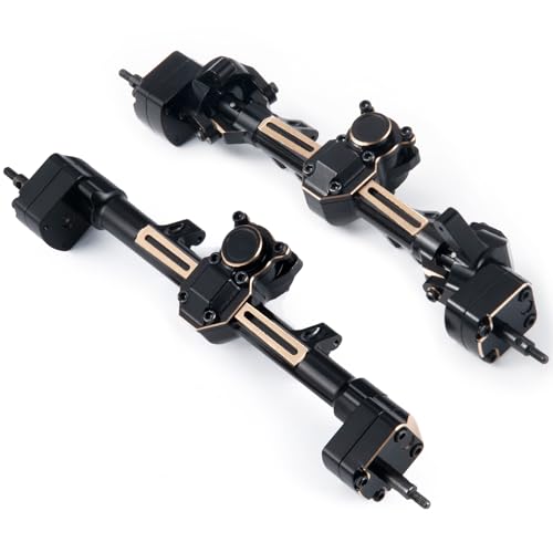 RCHUBAM RC Front & Rear Axle Set Metal Complete Axle with Steering Weights for 1/24 Axial SCX24 RC Crawler Deadbolt C10 Upgrades Accessories Part (Front Axle) - style: Front Axle