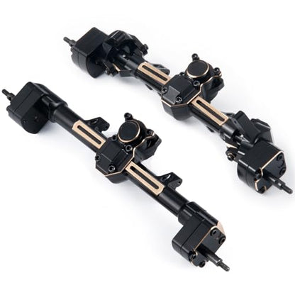 RCHUBAM RC Front & Rear Axle Set Metal Complete Axle with Steering Weights for 1/24 Axial SCX24 RC Crawler Deadbolt C10 Upgrades Accessories Part (Front Axle) - style: Front Axle