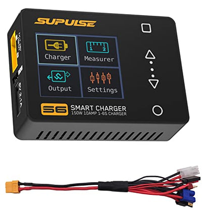 Lipo Battery Charger 150W/10A for 1-6S LiPo/LiHv/Lion/Life | Smart Hobby Charger 1-16S NiMH,1-12S Pb Batteries RC Discharge Balance Charger with Tamiya/JST/EC3 Connectors Cable