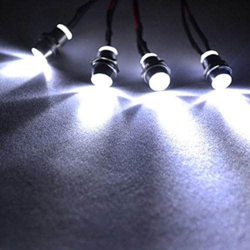4Led RC Truck Car Led Light Kit,WONFAST LED RC Car Headlights Taillight Set Accessories for 1/10 1/12 1/8 RC Car Truck Tank Crawler for Redcat Axial HSP Tamiya SCX10(White) - color: White