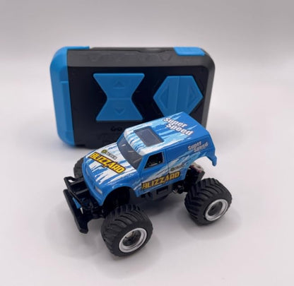 Mini RC Truck Off-Road 1:64 Scale Upgraded 2.4G 5-Channel 7CM RC Radio Wireless Remote Control Car Coke Can Micro Racing Pocket Portable Truck for Multi-Users (Blue-Truck) - color: Blue-truck