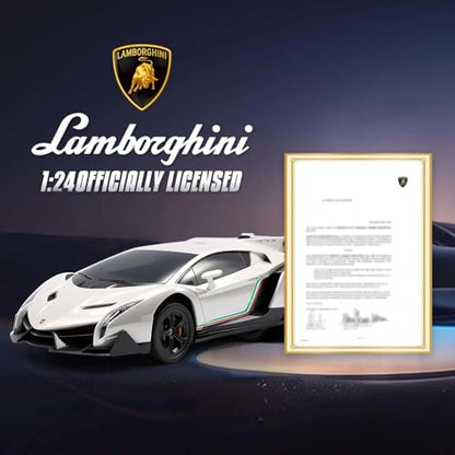 Remote Control Car 1:24 Licensed Lamborghini 2.4G RC Drift Car,white | rc car with LED Lights 2.4GHz 4WD 15KM/H Fast Speed Control Rechargeable Battery 800mah Birthday for Kids Boys 8-12 - color: White