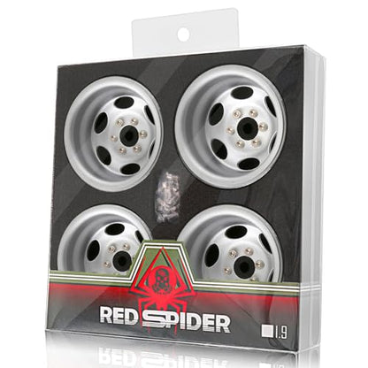 REDSPIDER•Negative Offset -10mm 1.9'' Beadlock Wheels Deep Dish Metal(4pcs) Retro Design for Scale 1/10 RC Crawler Axial SCX10 TRX4 VS4-10 Redcat Gen8 RC4WD D90 Rock Crawler (Silvery) - color: Silvery