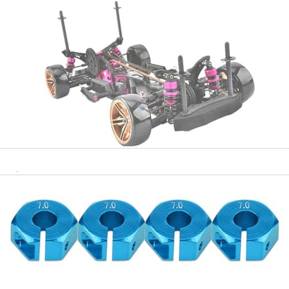 4 Pcs Universal Wheel Hex Hub Adapters,12mm Wheel Hex Mount with Pins and Screws,Wheel Hex Drive Adapters Hub RC Model Vehicle Accessory for RC Spare Part RC Car Upgrade Parts (7.0MM Blue) - size: 7.0MM blue