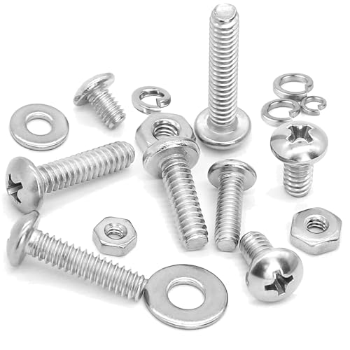 Machine Screw Assortment Kit 1007Pcs 304 Stainless Steel, #4-40#6-32#8-32#10-24 Phillips Pan Head Screws with Nuts, Flat & Spring Washers, Organized Storage Case for DIY Home Repair Automotive
