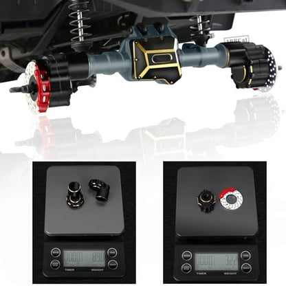 RC Upgrades Part for 1/10 TRX4,ARRCat Brass Front & Rear Portal Axles,Diff Covers,Axle Mount,Caster Blocks C Hub Carrier,Inner & Outer Portal Cover Housing,Hex Hub w/Red Diff Covers,Titanium - color: Titanium (1 Set)