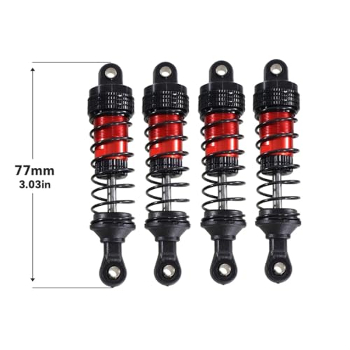 4PCs Upgraded Shock Absorbers Front ＆ Rear Hydraulic Shock Absorbers for MJX Hyper Go SCY Wltoys H16BM H14BM 14301 14302 14303 1/12 1/14 1/16 RC Car Upgrade Parts (77mm Red) - color: 77mm Red