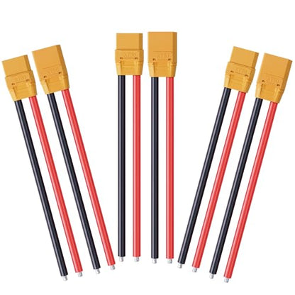 3 Pairs XT90 XT90H Connector Plug Cable, XT90H Plug Male and Female Connector 150mm 10AWG Silicon Wire for RC Lipo Battery FPV Racing Drone Car Boat - size: XT90H-15cm 10AWG