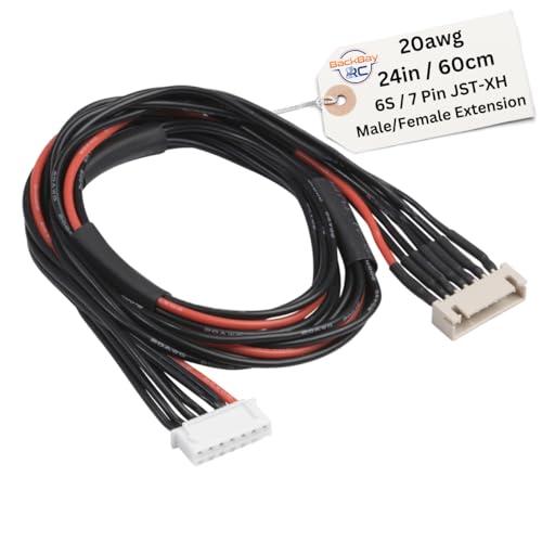 BackBayRC - 6S JST-XH Balance Extensions - 60cm 20awg (100 Strand) Wire - Flexible Silicone Insulation - 2.54mm / 0.1" Pin Spacing - style: 6S_60CM_JST-XH