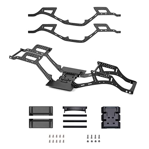 RC Chassis Kit, Carbon Fiber LCG Chassis, Cheater Rigs Frame Rails, Gen2 Lightweight Thickened for 1/10 RC Rock Crawler Axial SCX10 I II Element Enduro (Gen2 LCG Chassis Kit)
