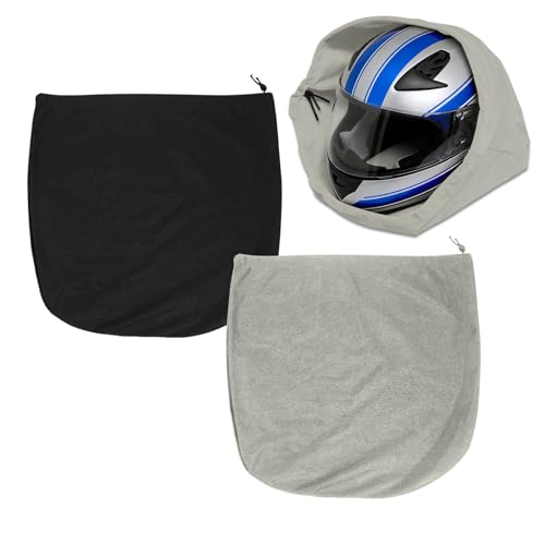 Motorcycle Helmet Bag, Electric Bike Helmet Storage Bag, Large Capacity Motorcycle Helmet Drawstring Bag for Football Hockey Ski Riding Racing Snowmobile Bicycle Bike (Black+Grey/2PCS) - color: Black+Grey/2PCS