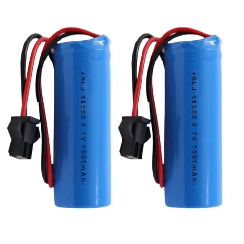 【2 pcs】 18500 3.7V 1500mAh 2 Pack -ion Rechar with SM2P Plug and Cable for Trucks 813A