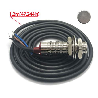 4 Digital Green LED Tachometer RPM Speed Meter + Hall Proximity Switch Magnet Sensor NPN for Lathe Conveyor Belt - color: Green