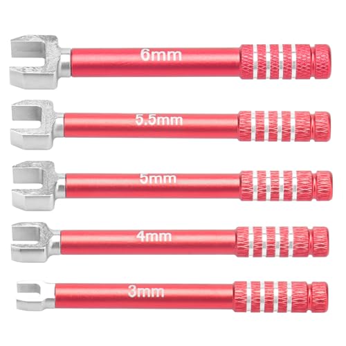 daitoku RC Wrench 3.0/4.0/5.0/5.5/6.0mm Turnbuckle Nut Ball Joint Remover 5PCS for RC Crawler Car Boat Drone Upgrade Parts (Red) - color: Red