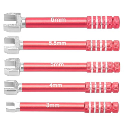 daitoku RC Wrench 3.0/4.0/5.0/5.5/6.0mm Turnbuckle Nut Ball Joint Remover 5PCS for RC Crawler Car Boat Drone Upgrade Parts (Red) - color: Red