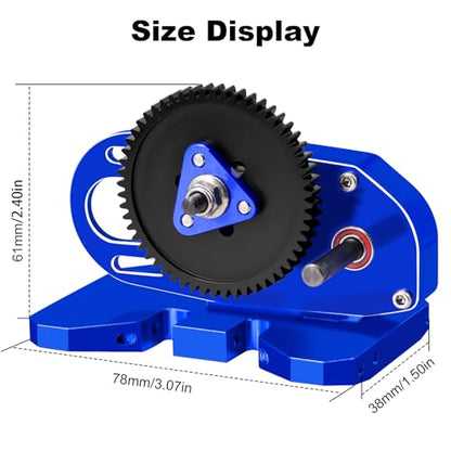 OGRC 2.Low Transmission 30% Overdrive Complete Gearbox for SCX10 Upgrades | Aluminum Housing, Steel Gear, with Skid Plate and 15T Pinion Gear, for Axial SCX10 RC Crawler Car, Blue - color: Blue