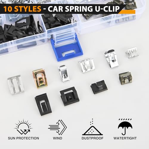 GOOACC 100Pcs 10 Sizes Metal Trim Clip Spring Moulding Clip Universal Auto Body Fastener Clip Compatible with GTI, Jetta, Passat, Phaeton, VW Audi 4A0-867-276A - color: 100Pcs Metal Trim Panel Spring Clip
