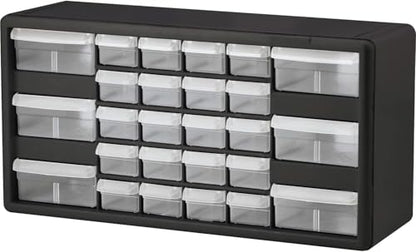 Akro-Mils 26-Drawer Plastic Storage Cabinet, 20"W x 6"D x 10"H, Black - color: Black, size: 26 Drawer, style: 1 Pack