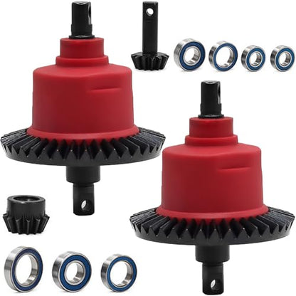Front Rear Differential with Bearings, 37T/13T Gear Ratio Diffs Fit for Traxxas 1:10 Slash 4X4 Rustler Stampede Bandit Rally Ford F-150, Upgrade Replacement for RC Monster Truck Crawler - color: Red