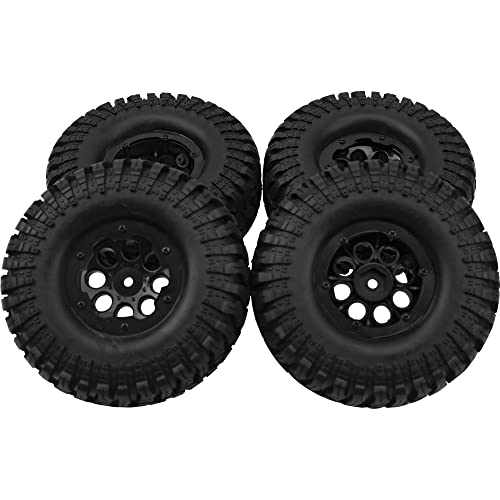 8-Hole 1.9" Rubber Tires Inflatable OD112mm & 12mm Hex Hub Plastic Beadlock Wheel Rims Compatible with 1/10 Axial SCX10 Tamiya CC01 TF2 RC Off-Road Crawler Car