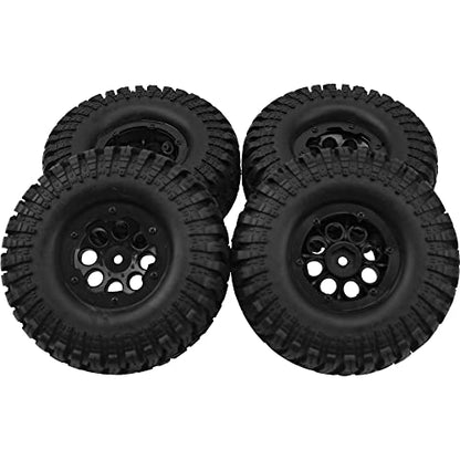8-Hole 1.9" Rubber Tires Inflatable OD112mm & 12mm Hex Hub Plastic Beadlock Wheel Rims Compatible with 1/10 Axial SCX10 Tamiya CC01 TF2 RC Off-Road Crawler Car