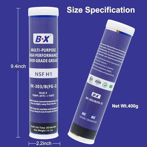Multi-Purpose Food Grade Grease Tubes 14.1oz NLGI 2 High Perfomance Lubricant for Food Machinery