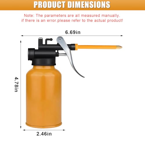 Metal Oil Can, Lubrication Oil Gun with Straight & Flexible Spout, 250ml Multipurpose Hand Pistol Pump Oiler, Universal for Lubrication Need of Cars, Bikes, Machines (Plastic) - size: Plastic