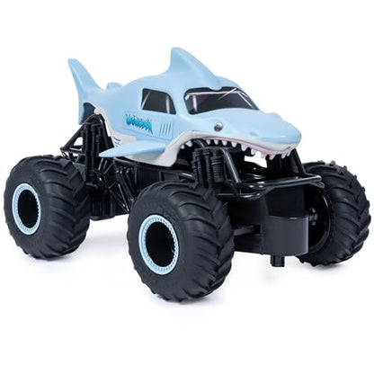 Monster Jam 6047110 Official Megalodon Remote Control Monster Truck, 1:24 Scale, 2.4 GHz, for Ages 4 and Up | Remote Control Truck Toy, Durable Construction, Authentic Design, Easy to Use Remote, Pretend Play Gifts for Kids Ages 4+ - style: Megalodon
