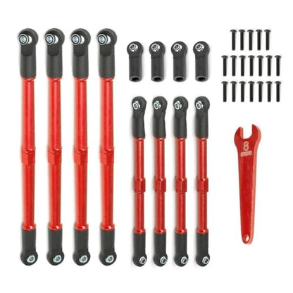 RC Crawlers Components for Traxxas for E-Revo E for Revo 2.0 D251 1/10 Metal Push Rod Toe Links Turnbuckle 5319X 5338R RC Car Upgrade Parts(Red) - color: Red