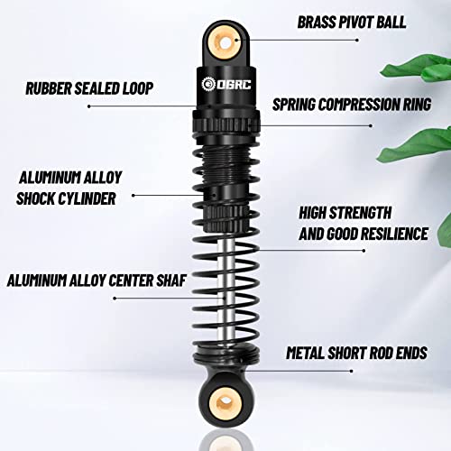 OGRC Shocks Absorber Oil Threaded Damper Aluminum Front & Rear Shocks for Axial SCX24 C10 JLU Deadbolt Gladiator Bronco Upgrade Parts (Black) - color: Black