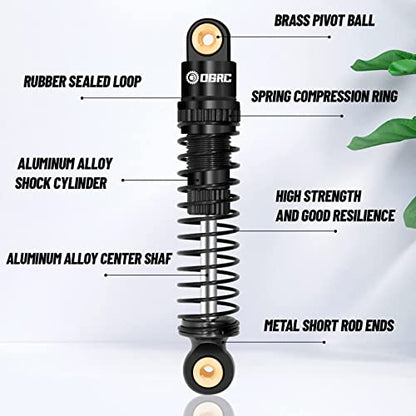 OGRC Shocks Absorber Oil Threaded Damper Aluminum Front & Rear Shocks for Axial SCX24 C10 JLU Deadbolt Gladiator Bronco Upgrade Parts (Black) - color: Black