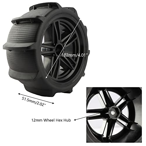 1/10 RC Paddle Tires Wheels 12mm Hex Snow Grass Tyer PX9200-29A for High Speed 9125 X07 X08 X17 RC Cars 9201E 9205E 9206E 200E 201E RZ001G-A 104009 2995 Trucks(4 Pieces) - color: 4pcs, size: 1:10