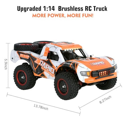 GoolRC 1:14 Brushless RC Trucks, 70 KMH High Speed 4WD RTR Fast RC Cars All Terrain, 2024 New Upgrade Electric Off-Road Remote Control Truck with 2 Batteries, Vehicle Car Toys Gifts - size: 2 battery