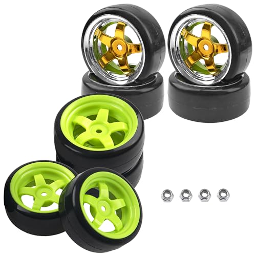 5-Spoke Hard Plastic Wheel Rims & Plastic Tires 12mm Hex & 1/10 RC Drift Tire Hard Plastic Tires & 12mm Hex Hub Wheel Rims