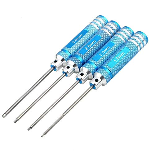 Share Goo H1.5mm 2.0mm 2.5mm 3.0mm Handle Allen Hex Screwdrivers Key Driver Tool Kit Compatible with RC Car Truck FPV Helicopter Drone(Blue) - color: Blue