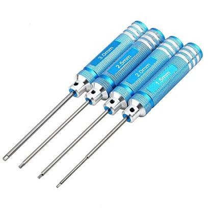 Share Goo H1.5mm 2.0mm 2.5mm 3.0mm Handle Allen Hex Screwdrivers Key Driver Tool Kit Compatible with RC Car Truck FPV Helicopter Drone(Blue) - color: Blue